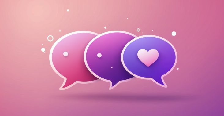 Illustration de bulles de discussion évoquant un site de tchat pour rencontre
