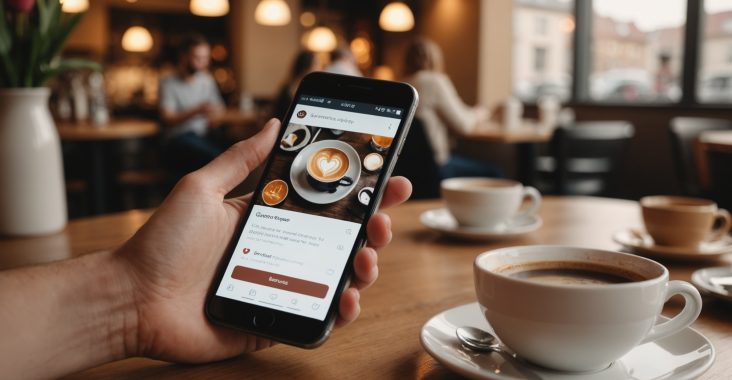 Illustration lifestyle d'un profil de rencontre en ligne consulte depuis un smartphone